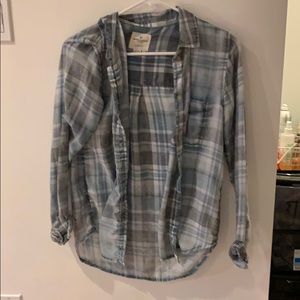 light gray, blue and green flannel